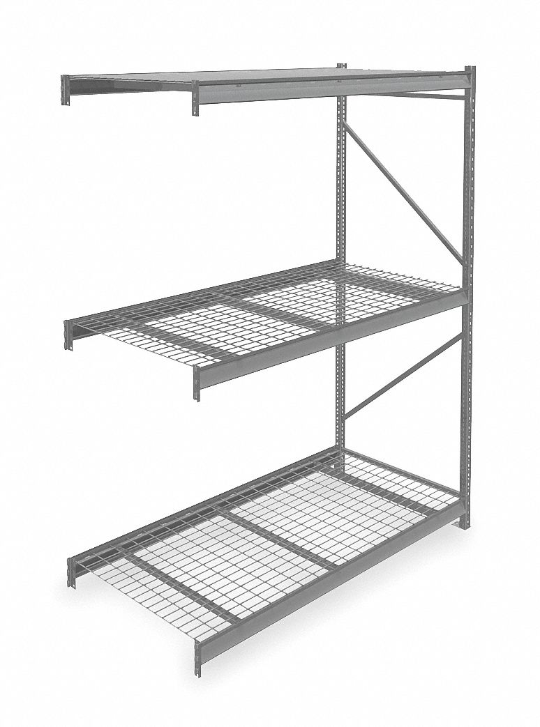 BULK STORAGE RACK, ADD-ON, HEAVY-DUTY, 72 IN X 36 IN X 96 IN, STEEL WIRE, 3 SHELVES