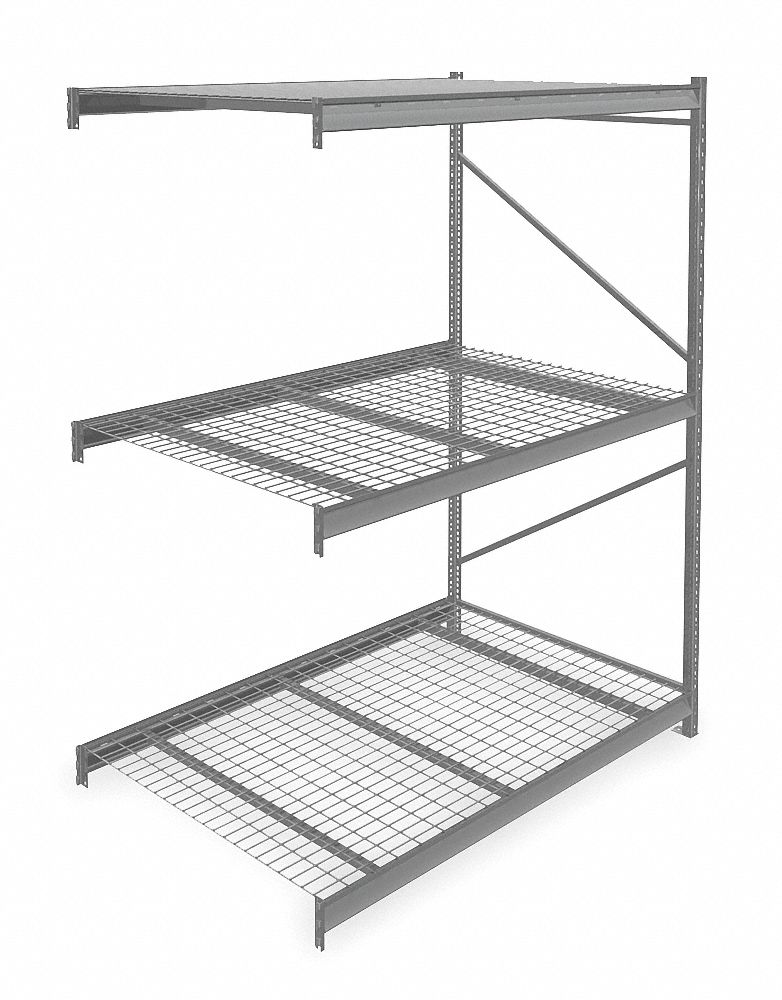 BULK STORAGE RACK, ADD-ON, HEAVY-DUTY, 72 IN X 48 IN X 96 IN, STEEL WIRE, 3 SHELVES