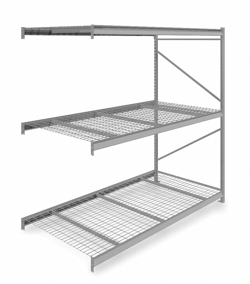 BULK STORAGE RACK, ADD-ON, HEAVY-DUTY, 96 IN X 48 IN X 96 IN, STEEL WIRE, 3 SHELVES