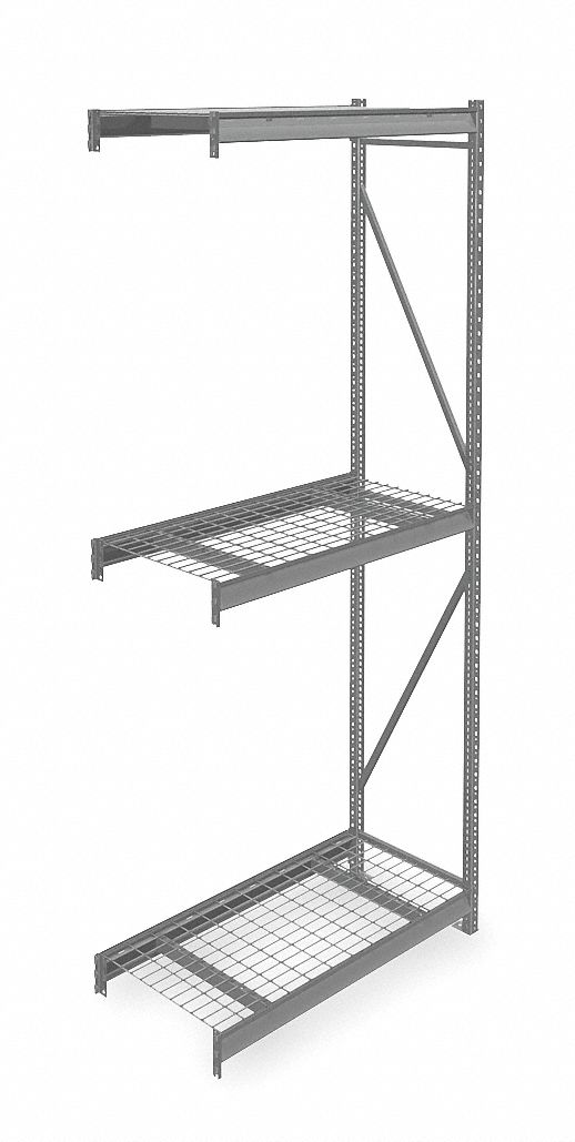 BULK STORAGE RACK, ADD-ON, HEAVY-DUTY, 48 IN X 24 IN X 120 IN, STEEL WIRE, 3 SHELVES