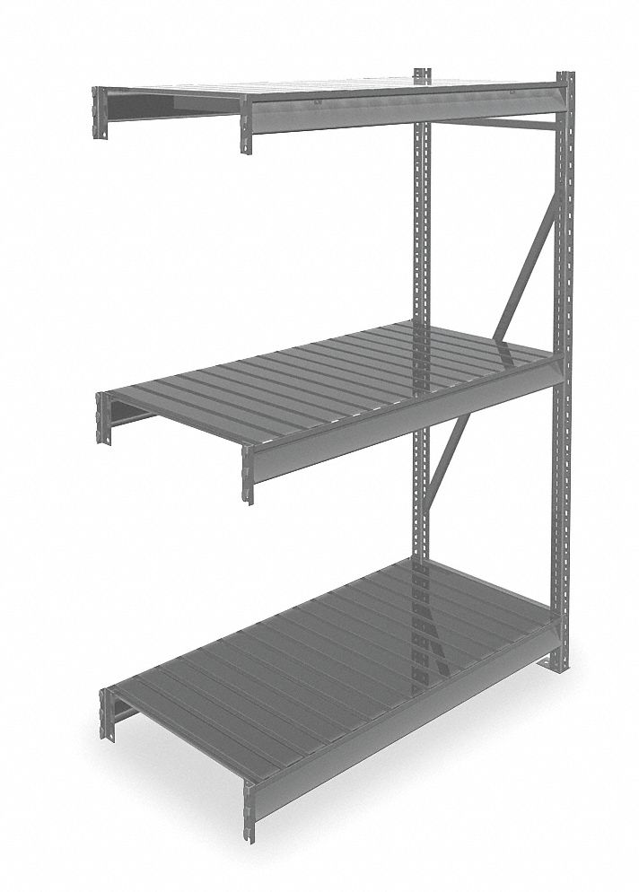 BULK STORAGE RACK, ADD-ON, HEAVY-DUTY, 48 IN X 24 IN X 72 IN, RIBBED STEEL, 3 SHELVES