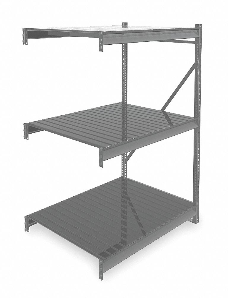 BULK STORAGE RACK, ADD-ON, HEAVY-DUTY, 48 IN X 36 IN X 72 IN, RIBBED STEEL, 3 SHELVES