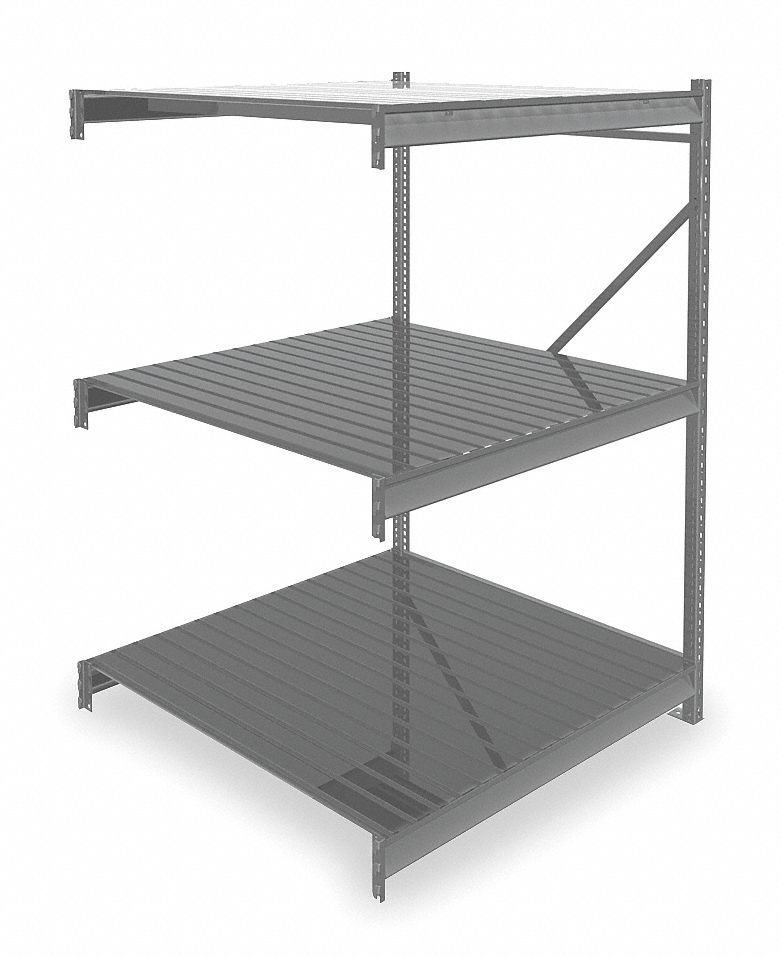 BULK STORAGE RACK, ADD-ON, HEAVY-DUTY, 48 IN X 48 IN X 72 IN, RIBBED STEEL, 3 SHELVES