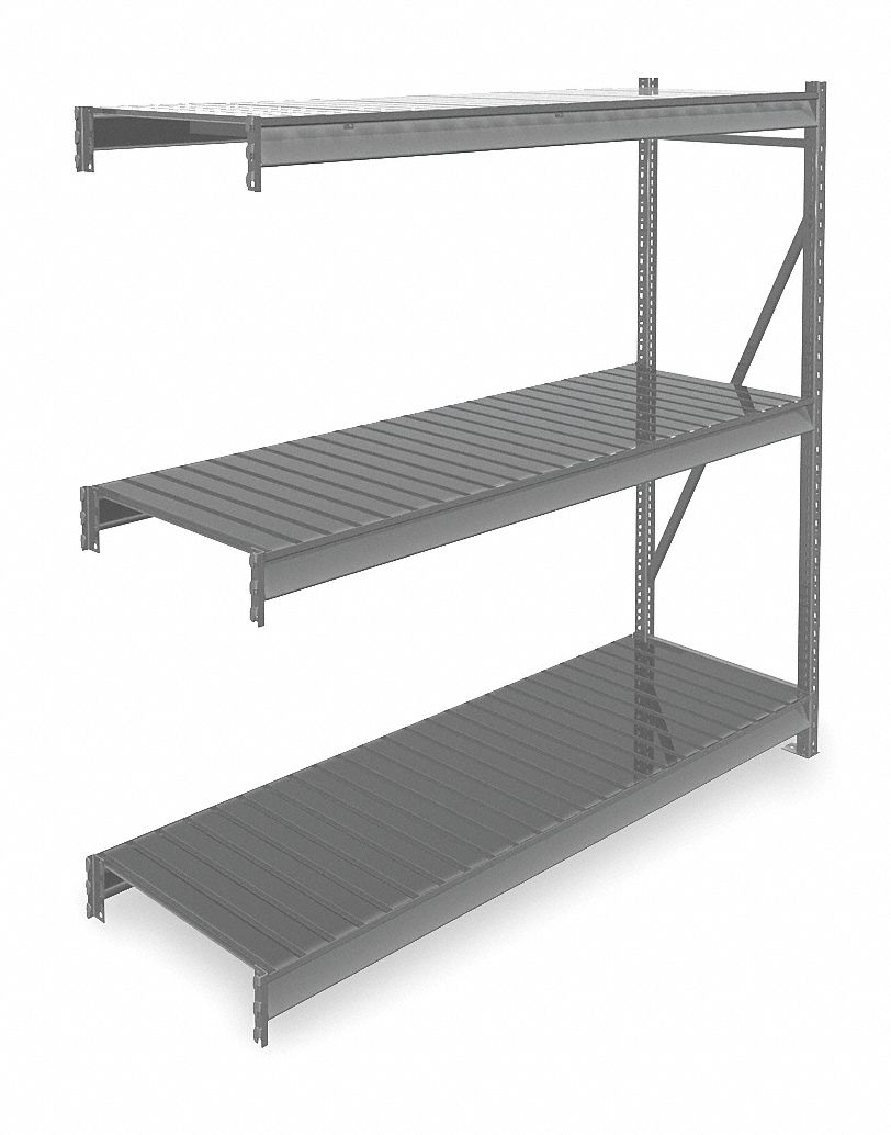 BULK STORAGE RACK, ADD-ON, HEAVY-DUTY, 72 IN X 24 IN X 72 IN, RIBBED STEEL, 3 SHELVES