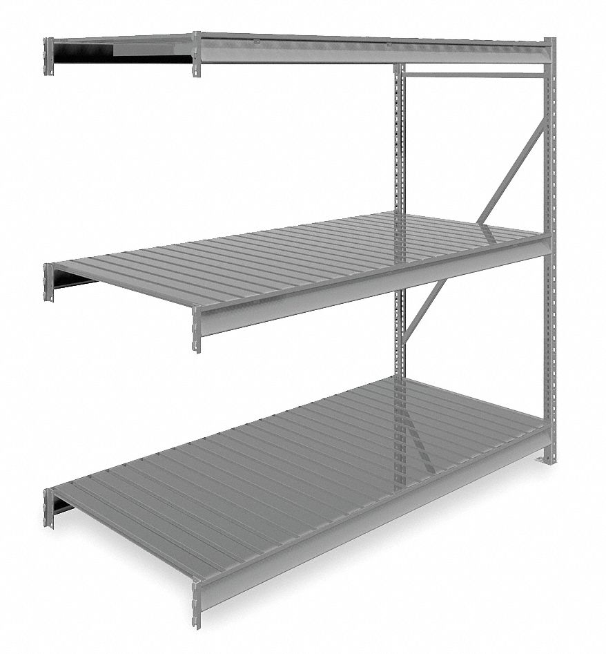 BULK STORAGE RACK, ADD-ON, HEAVY-DUTY, 72 IN X 36 IN X 72 IN, RIBBED STEEL, 3 SHELVES