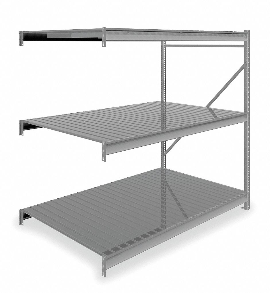 BULK STORAGE RACK, ADD-ON, HEAVY-DUTY, 72 IN X 48 IN X 72 IN, RIBBED STEEL, 3 SHELVES