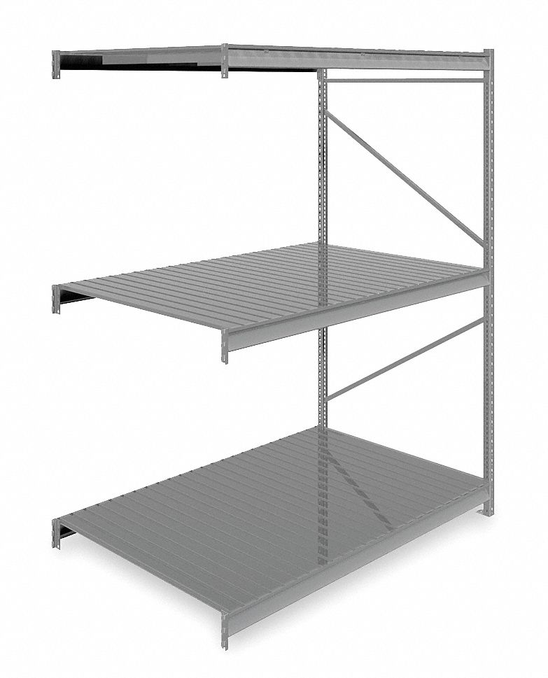 BULK STORAGE RACK, ADD-ON, HEAVY-DUTY, 72 IN X 48 IN X 96 IN, RIBBED STEEL, 3 SHELVES