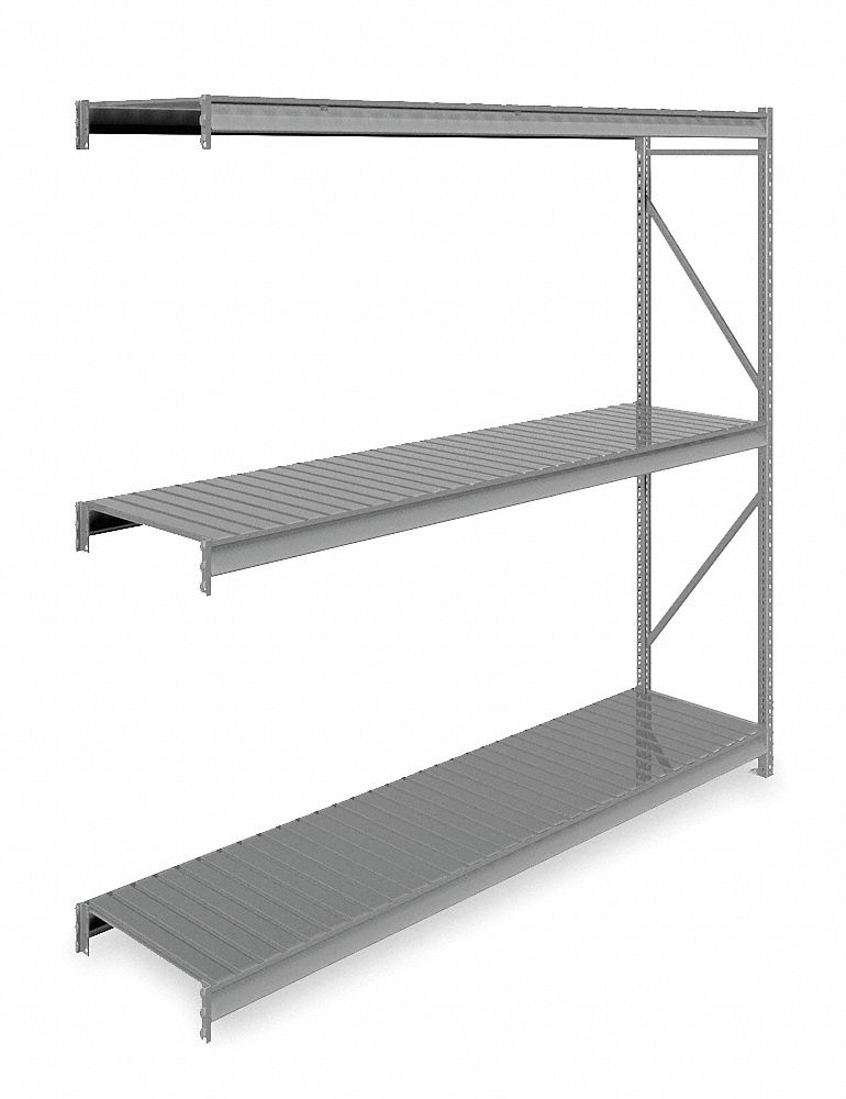 BULK STORAGE RACK, ADD-ON, HEAVY-DUTY, 96 IN X 24 IN X 96 IN, RIBBED STEEL, 3 SHELVES