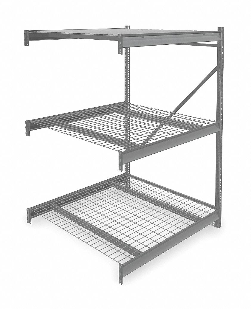 BULK STORAGE RACK, ADD-ON, HEAVY-DUTY, 48 IN X 48 IN X 72 IN, STEEL WIRE, 3 SHELVES