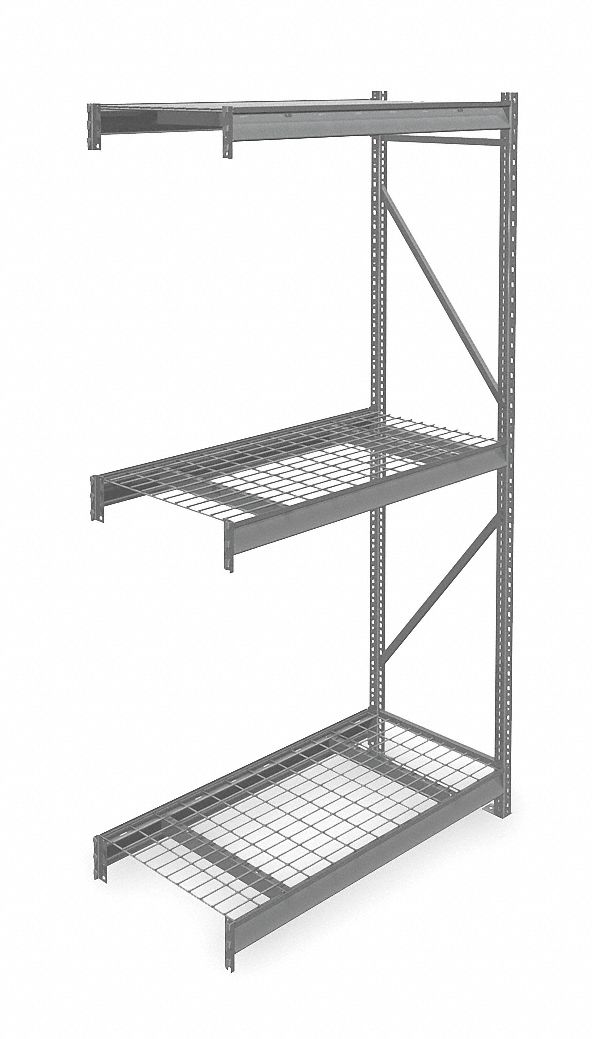 BULK STORAGE RACK, ADD-ON, HEAVY-DUTY, 48 IN X 24 IN X 96 IN, STEEL WIRE, 3 SHELVES