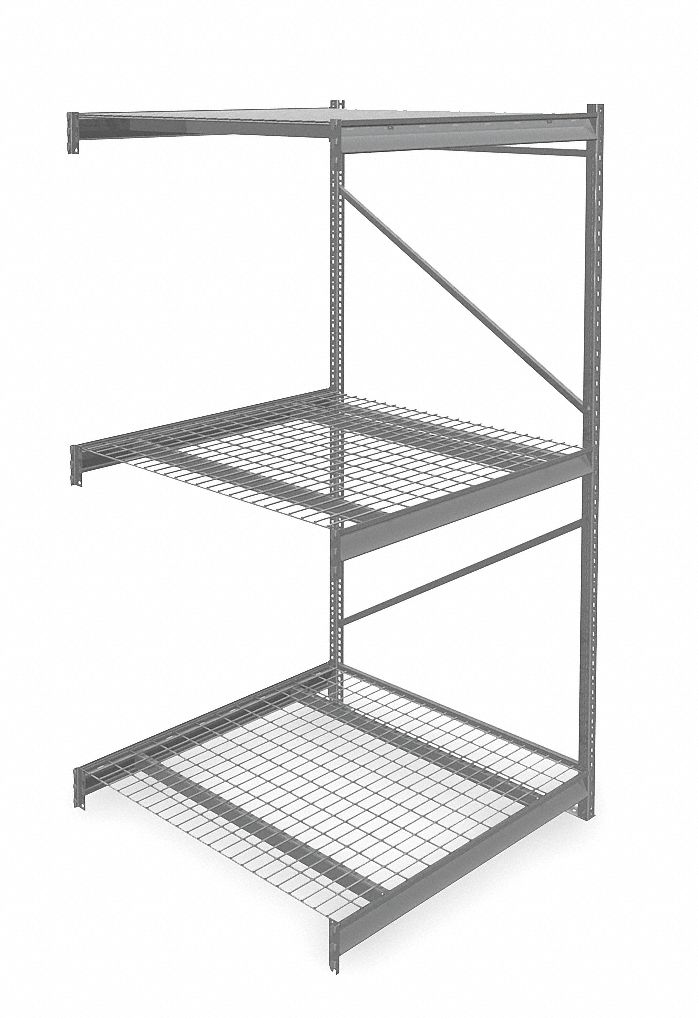 BULK STORAGE RACK, ADD-ON, HEAVY-DUTY, 48 IN X 48 IN X 96 IN, STEEL WIRE, 3 SHELVES