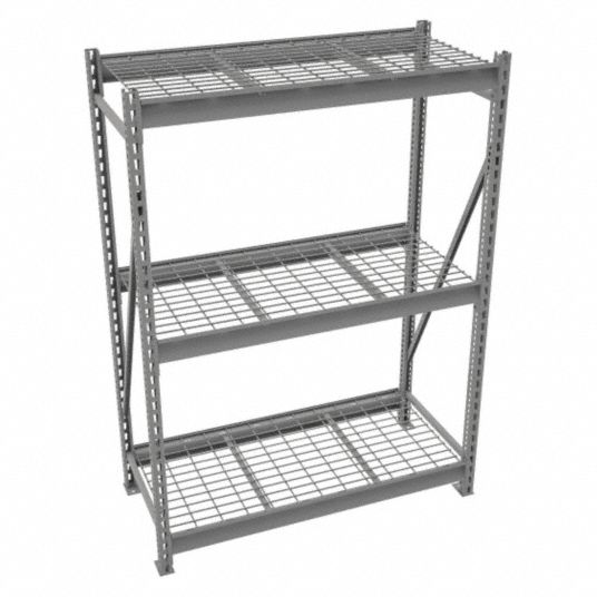 EDSAL Bulk Storage Rack: Starter, Medium-Duty, 77 in x 24 in x 78 in, Steel  Wire, 4 Shelves