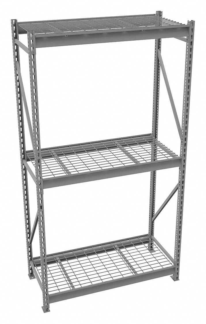 BULK STORAGE RACK, STARTER, HEAVY-DUTY, 48 IN X 24 IN X 96 IN, STEEL WIRE, 3 SHELVES