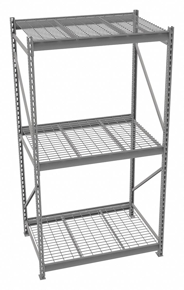 BULK STORAGE RACK, STARTER, HEAVY-DUTY, 48 IN X 36 IN X 96 IN, STEEL WIRE, 3 SHELVES