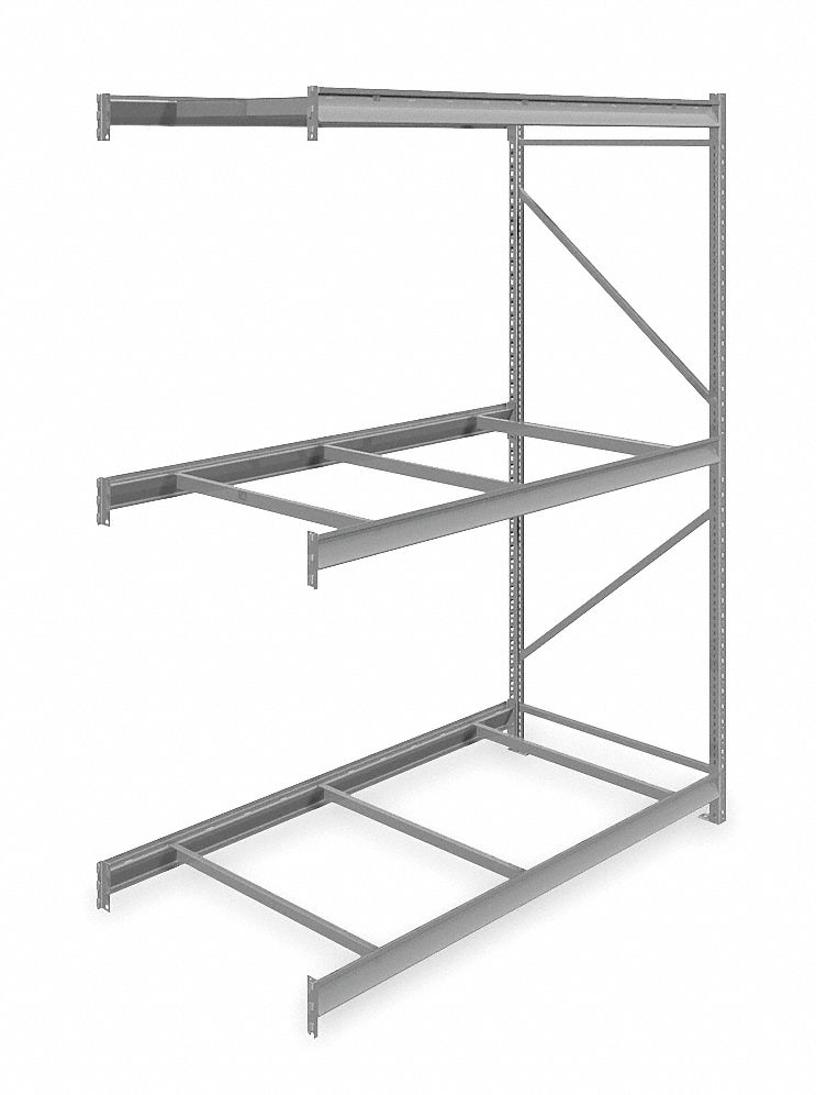 Bulk Storage Rack: Add-On, Heavy-Duty, 72 in x 36 in x 96 in, 3 Shelves