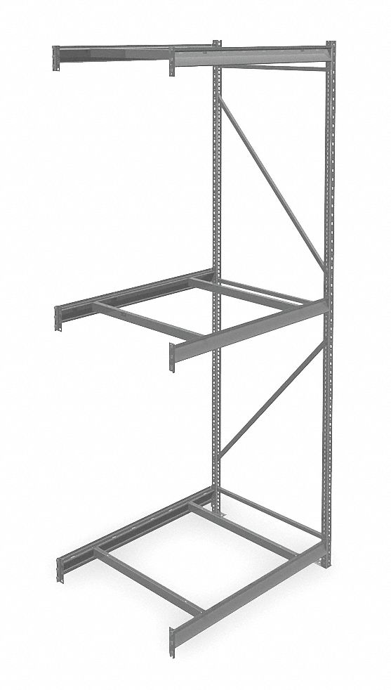 Bulk Storage Rack: Add-On, Heavy-Duty, 48 in x 36 in x 120 in, 3 Shelves