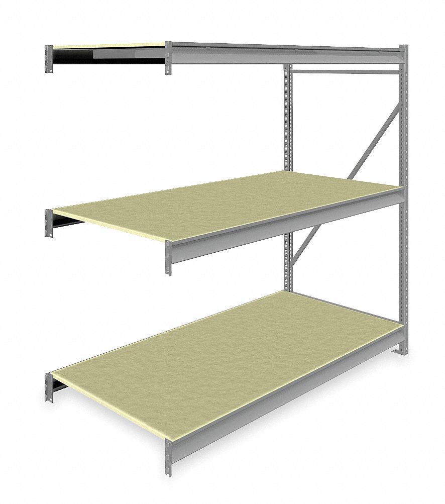 BULK STORAGE RACK, ADD-ON, HEAVY-DUTY, 72 IN X 36 IN X 72 IN, PARTICLEBOARD, 3 SHELVES