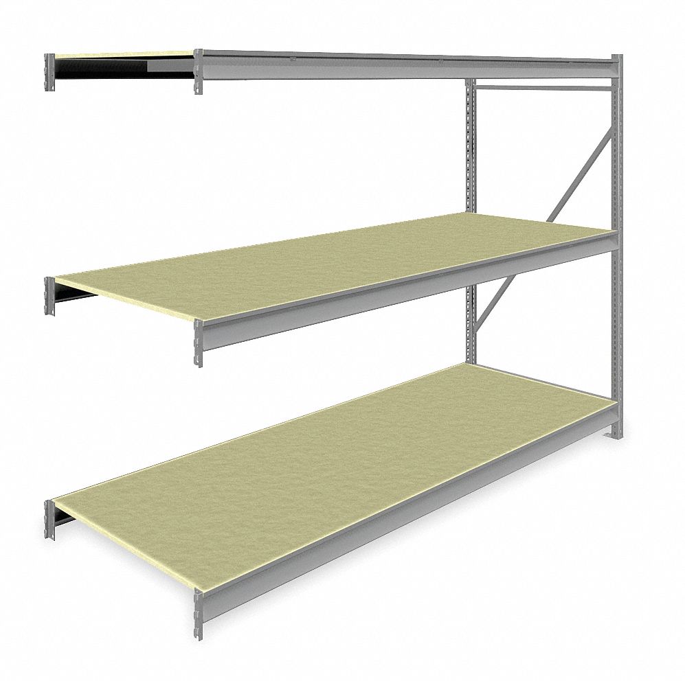 BULK STORAGE RACK, ADD-ON, HEAVY-DUTY, 96 IN X 36 IN X 72 IN, PARTICLEBOARD, 3 SHELVES