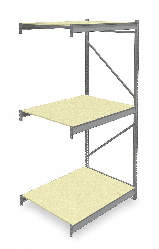 BULK STORAGE RACK, ADD-ON, HEAVY-DUTY, 48 IN X 36 IN X 96 IN, PARTICLEBOARD, 3 SHELVES