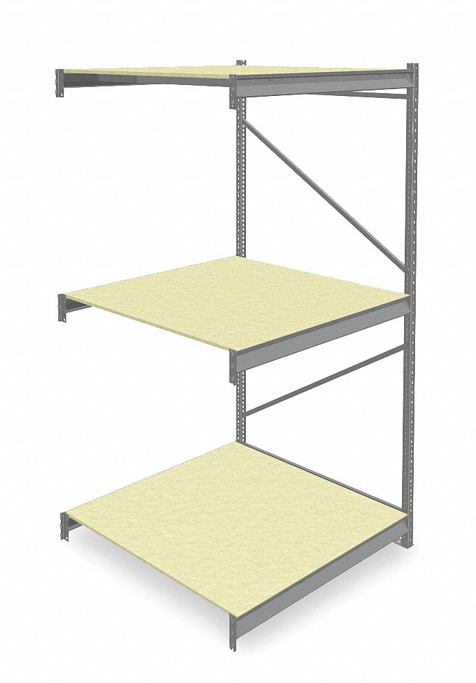 BULK STORAGE RACK, ADD-ON, HEAVY-DUTY, 48 IN X 48 IN X 96 IN, PARTICLEBOARD, 3 SHELVES
