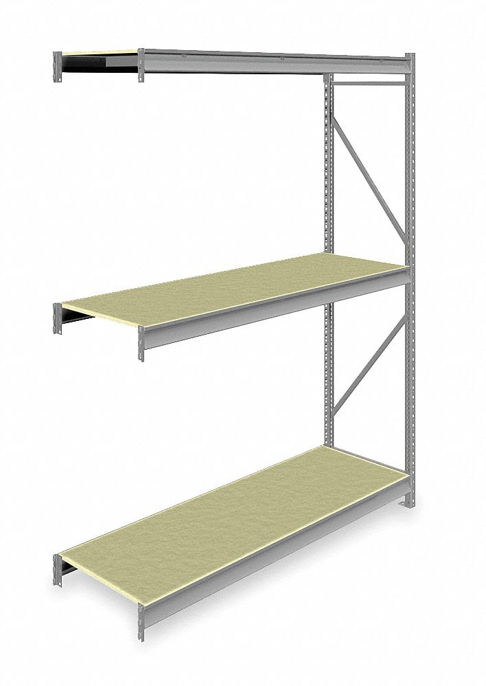 BULK STORAGE RACK, ADD-ON, HEAVY-DUTY, 72 IN X 24 IN X 96 IN, PARTICLEBOARD, 3 SHELVES