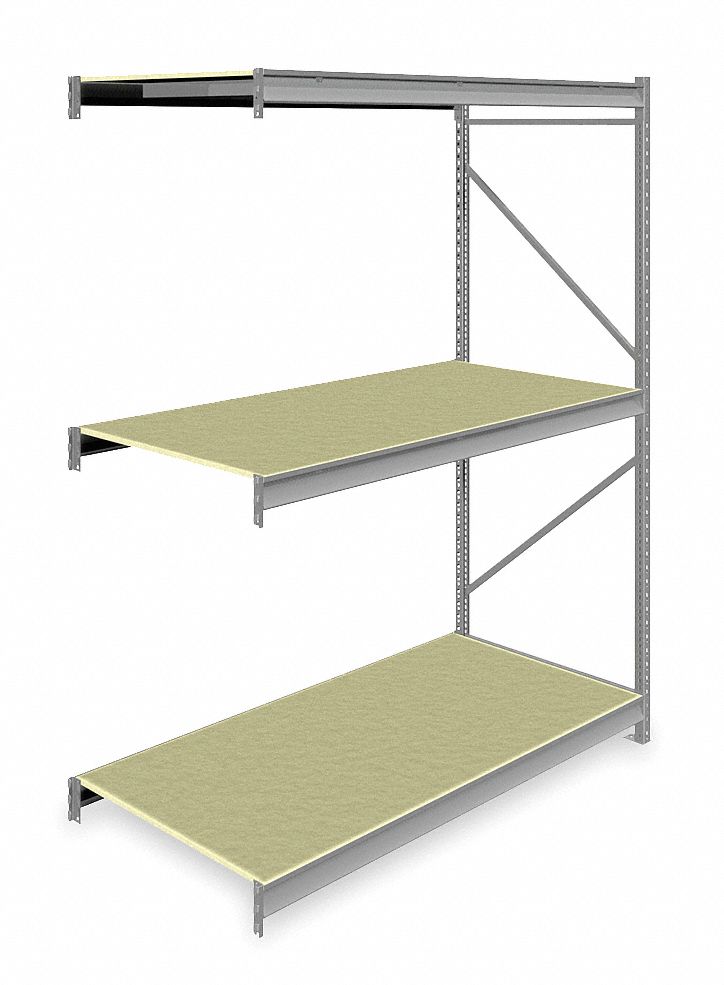 BULK STORAGE RACK, ADD-ON, HEAVY-DUTY, 72 IN X 36 IN X 96 IN, PARTICLEBOARD, 3 SHELVES