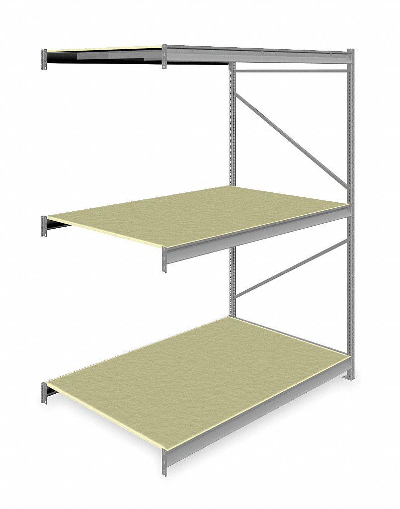 BULK STORAGE RACK, ADD-ON, HEAVY-DUTY, 72 IN X 48 IN X 96 IN, PARTICLEBOARD, 3 SHELVES