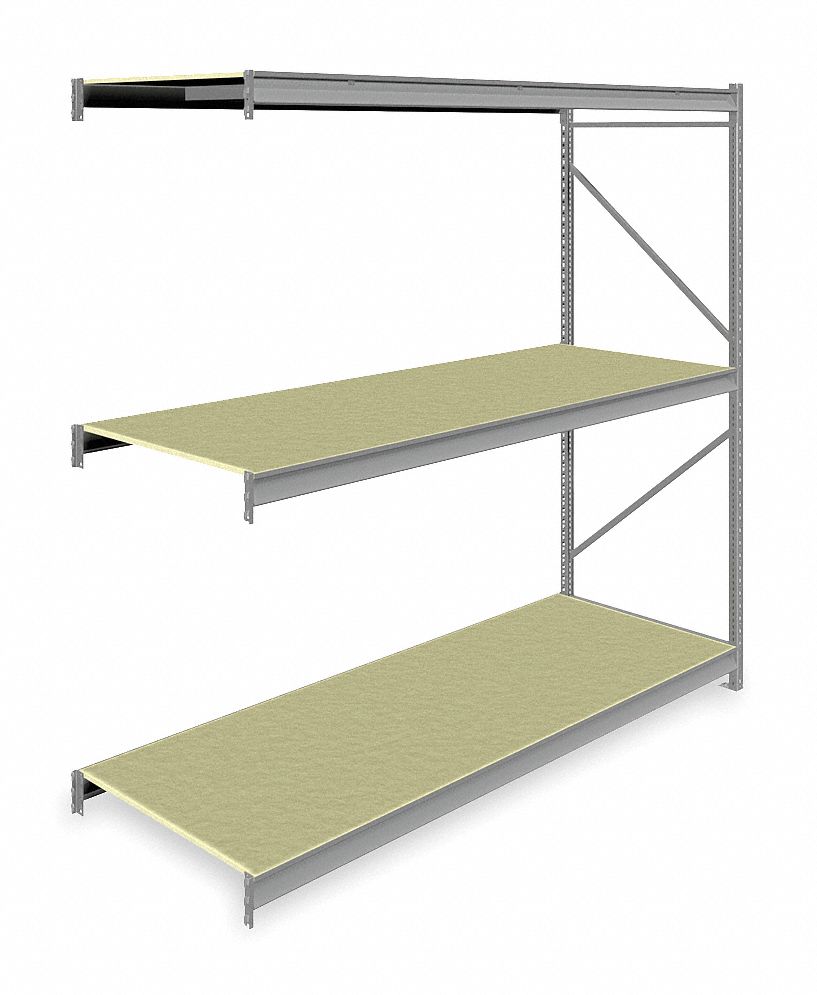 BULK STORAGE RACK, ADD-ON, HEAVY-DUTY, 96 IN X 36 IN X 96 IN, PARTICLEBOARD, 3 SHELVES