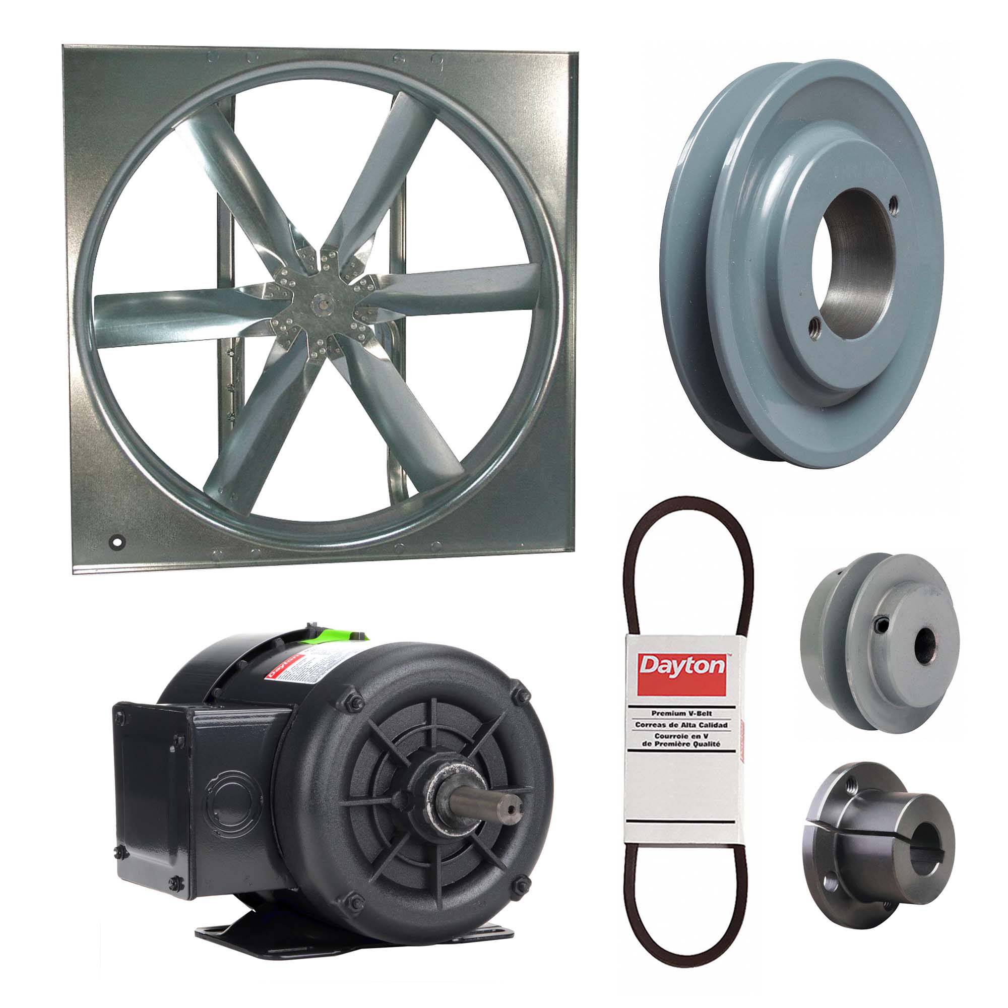 SUPPLY FAN WITH DRIVE PACKAGE, BELT DRIVE, 24 IN BLADE, TOTALLY ENCLOSED, 6,175 CFM, 3 PH