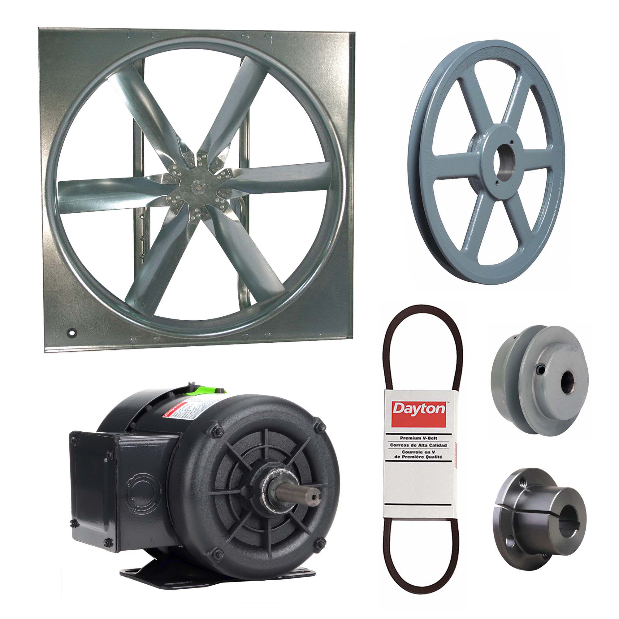 Supply Fan w/Drive Package: Belt Drive, 30 in Blade, Totally Enclosed, 8, 867 cfm, 3 ph