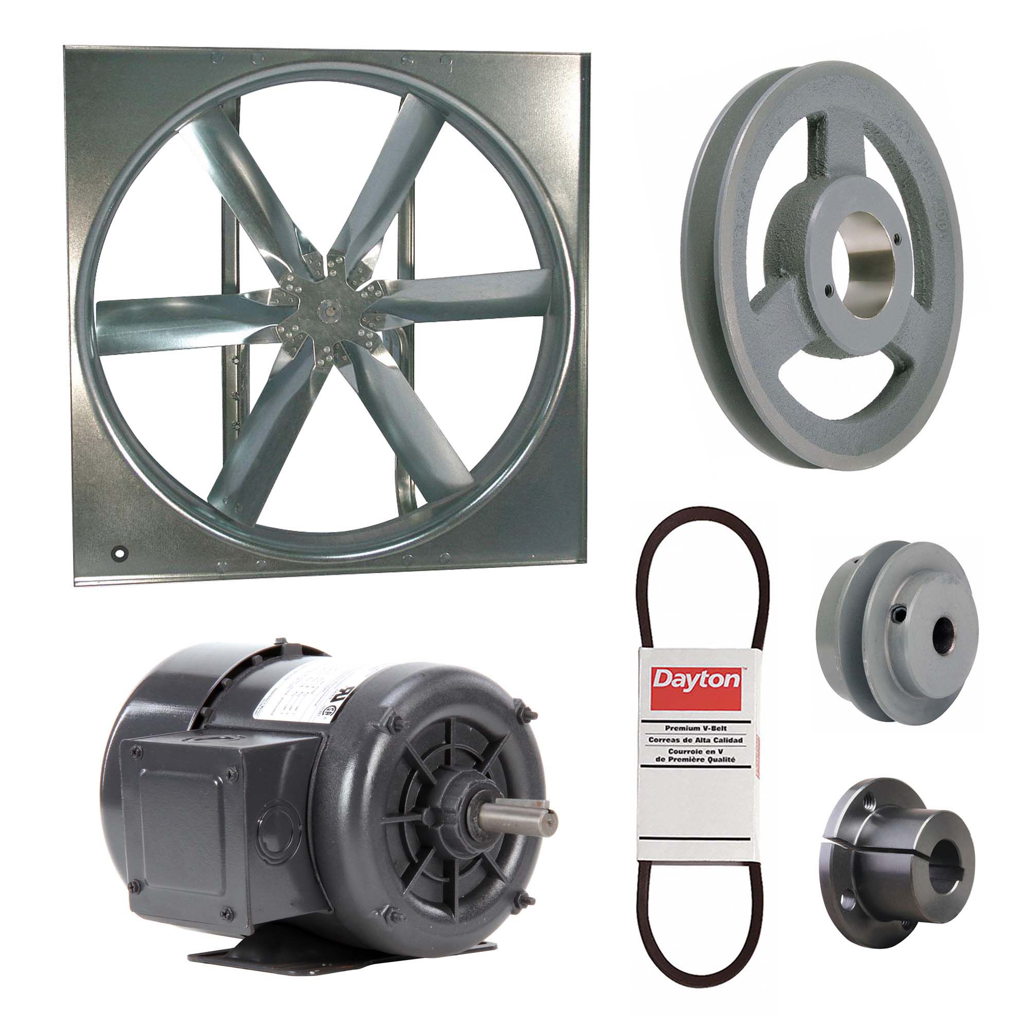 Supply Fan w/Drive Package: Belt Drive, 30 in Blade, Totally Enclosed, 10, 078 cfm, 3 ph