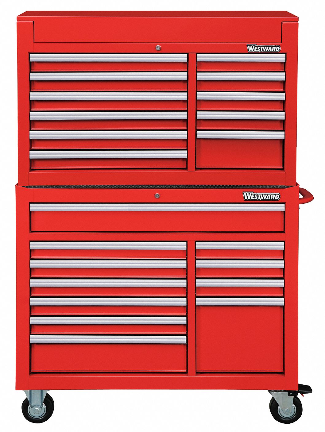 WESTWARD, Powder Coated Red, 42 in W x 19 in D x 66 3/4 in H, Tool