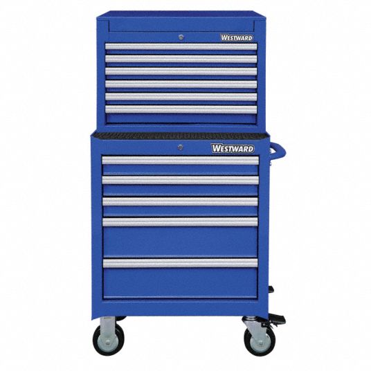 WESTWARD, Powder Coated Blue, 26 3/4 in W x 18 in D x 51 3/4 in H