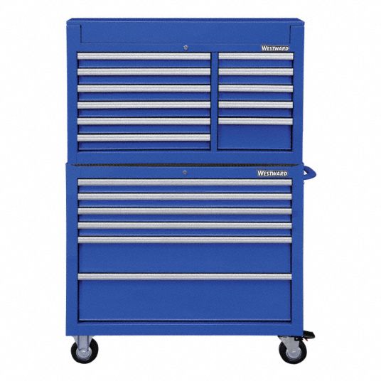 WESTWARD, Powder Coated Blue, 42 in W x 19 in D x 66 3/4 in H, Tool ...