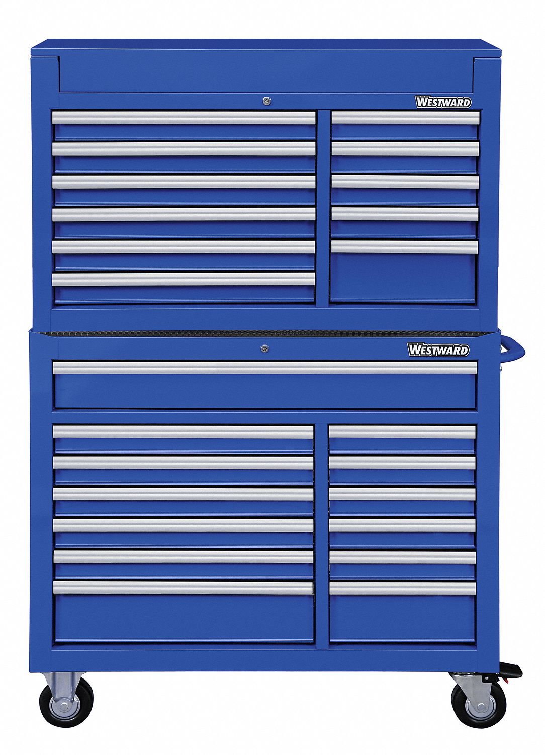 WESTWARD Blue Heavy Duty Tool Chest and Cabinet Combination, 60-1/2 inH ...