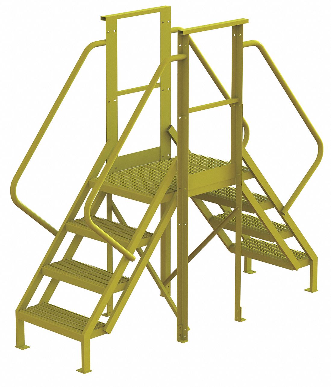 Crossover Bridge: 3.3 ft Platform Ht, Steel, 1, 000 lb Load Capacity, Serrated, 4 Steps