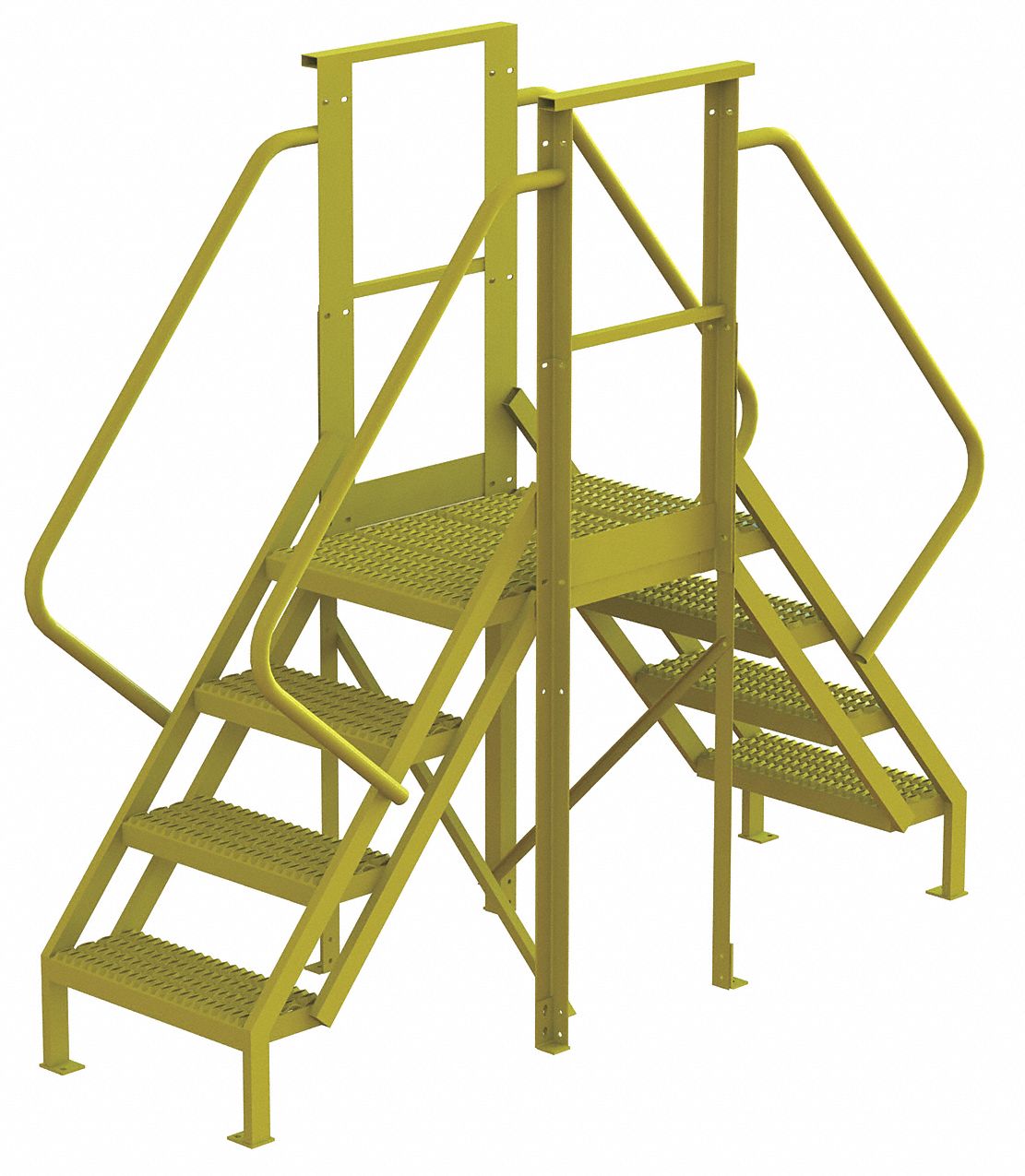 Crossover Bridge: 3.3 ft Platform Ht, Steel, 1, 000 lb Load Capacity, Perforated, 4 Steps