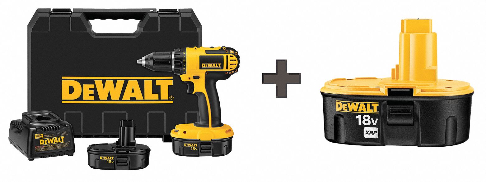 DEWALT Kit de Taladro Inalámbrico, 18.0, No, 2.2A/hr. - 7CZ88 | DC720KA ...