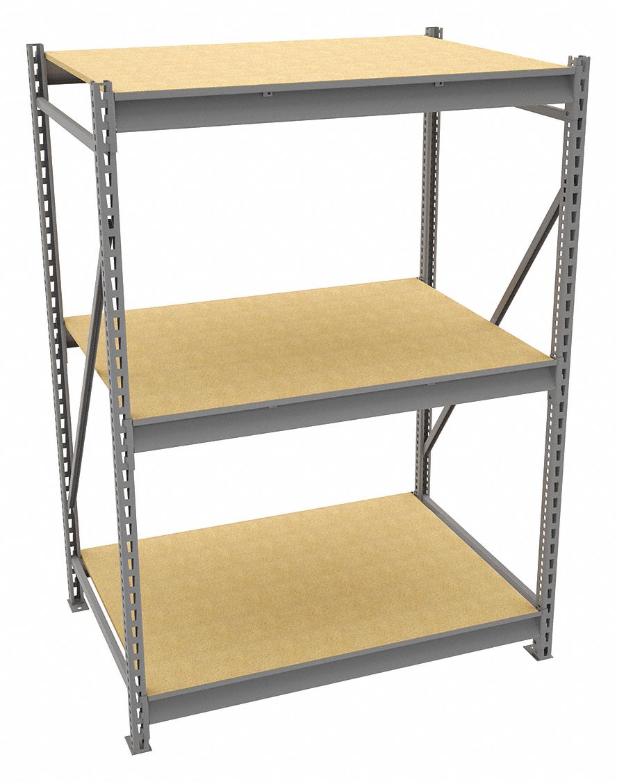 BULK STORAGE RACK, STARTER, HEAVY-DUTY, 48 IN X 36 IN X 72 IN, PARTICLEBOARD, 3 SHELVES