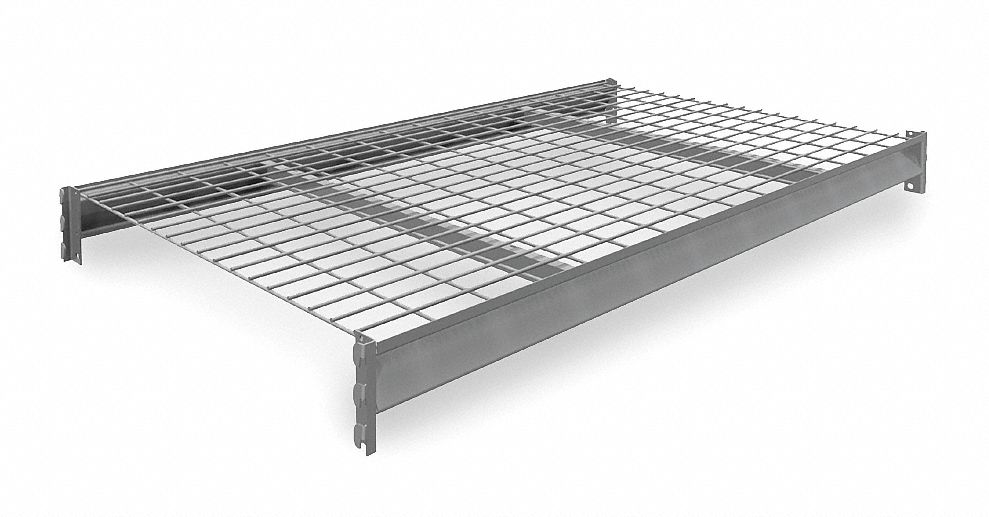 Shelf: 60 in x 36 in, 14 ga Beams, 5 AWG Decking, Galvanized Wire, 3, 800 lb Load Capacity