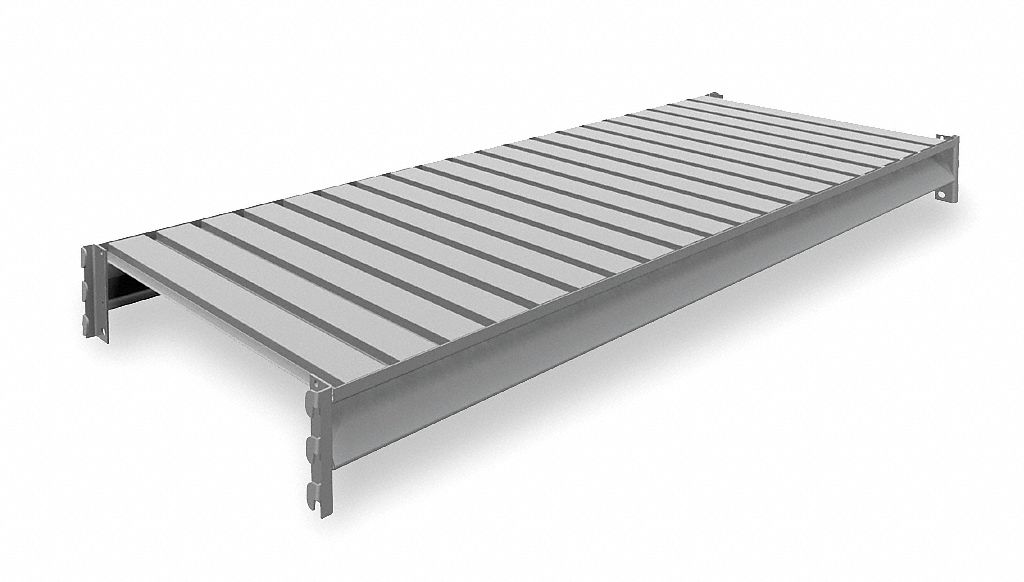Shelf: 60 in x 24 in, 22 ga Beams, Steel, 3, 800 lb Load Capacity