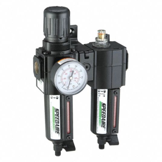 SPEEDAIRE Filter/Regulator/Lubricator: 1/2 in NPT, 60 cfm, 250 psi Max Op  Pressure, 5 micron