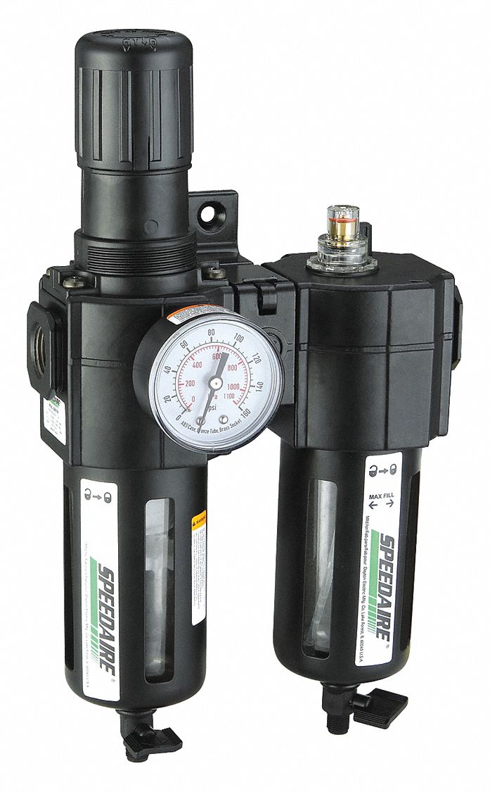 Filter/Regulator/Lubricator: 1/2 in NPT, 192 cfm, 150 psi Max Op Pressure, 40 micron
