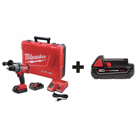 MILWAUKEE Cordless Drill/Driver Kit, 18.0V, 1/2in. 7DC44260322CT 48
