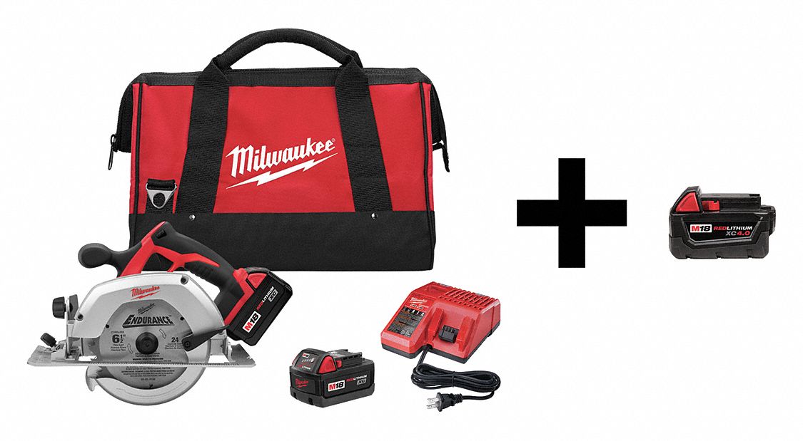 MILWAUKEE Circular Saw with Add Battery, 18V 7DH68263022 / 4811