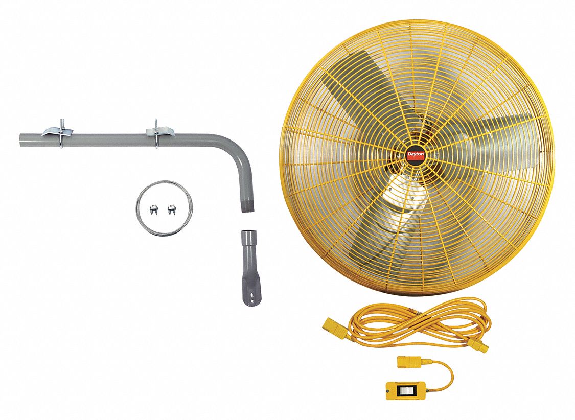 High-Visibility Industrial Fan: 24 in Blade Dia, 3, 800/6, 100 cfm, 115V AC, 1/3 hp Motor HP
