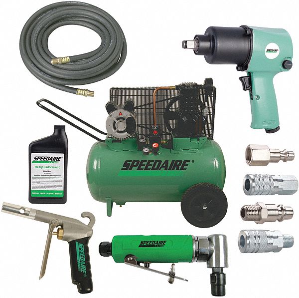 SPEEDAIRE, Oil Lubricated, 20 gal, Portable Air Compressor Combo with