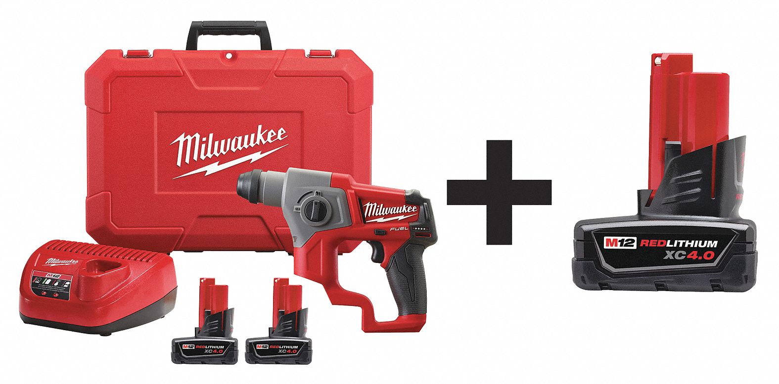 MILWAUKEE Cordless Rotary Hammer Drill Kit, 12.0V 7DX63241622XC 48112440 Grainger