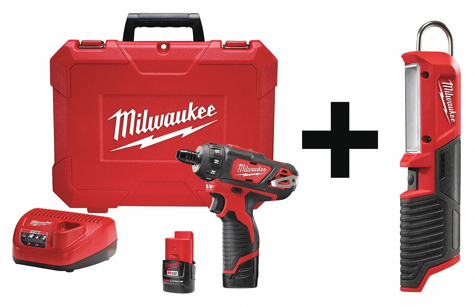 MILWAUKEE Cordless Screwdriver Kit, LED Worklight 7DY95240622 2351