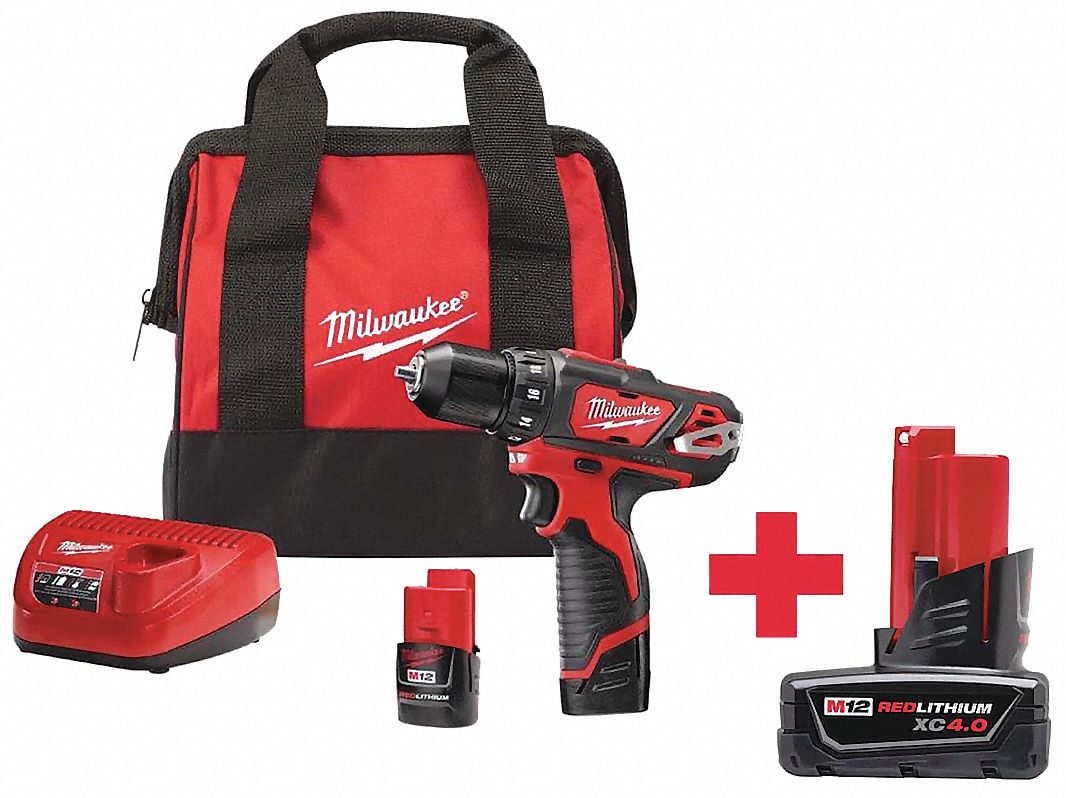 MILWAUKEE, 12V DC, 3/8 in Chuck, Cordless Drill/Driver Kit 7DY972407
